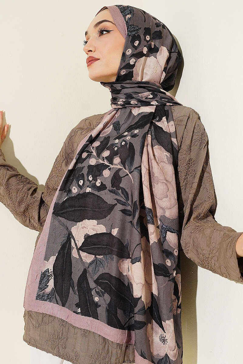 Violet Modal Crinkle Shawl - Latte