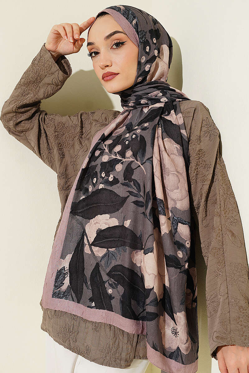Violet Modal Crinkle Shawl - Latte
