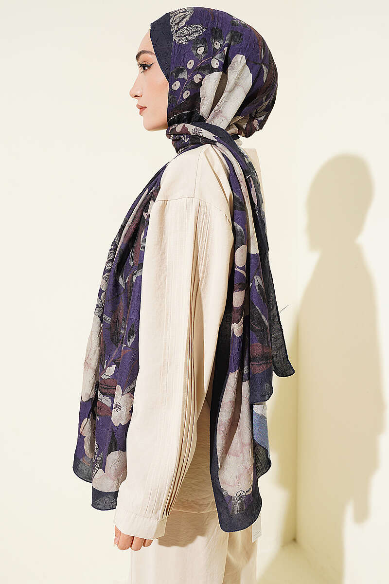 Violet Modal Crinkle Shawl - Parliament Blue