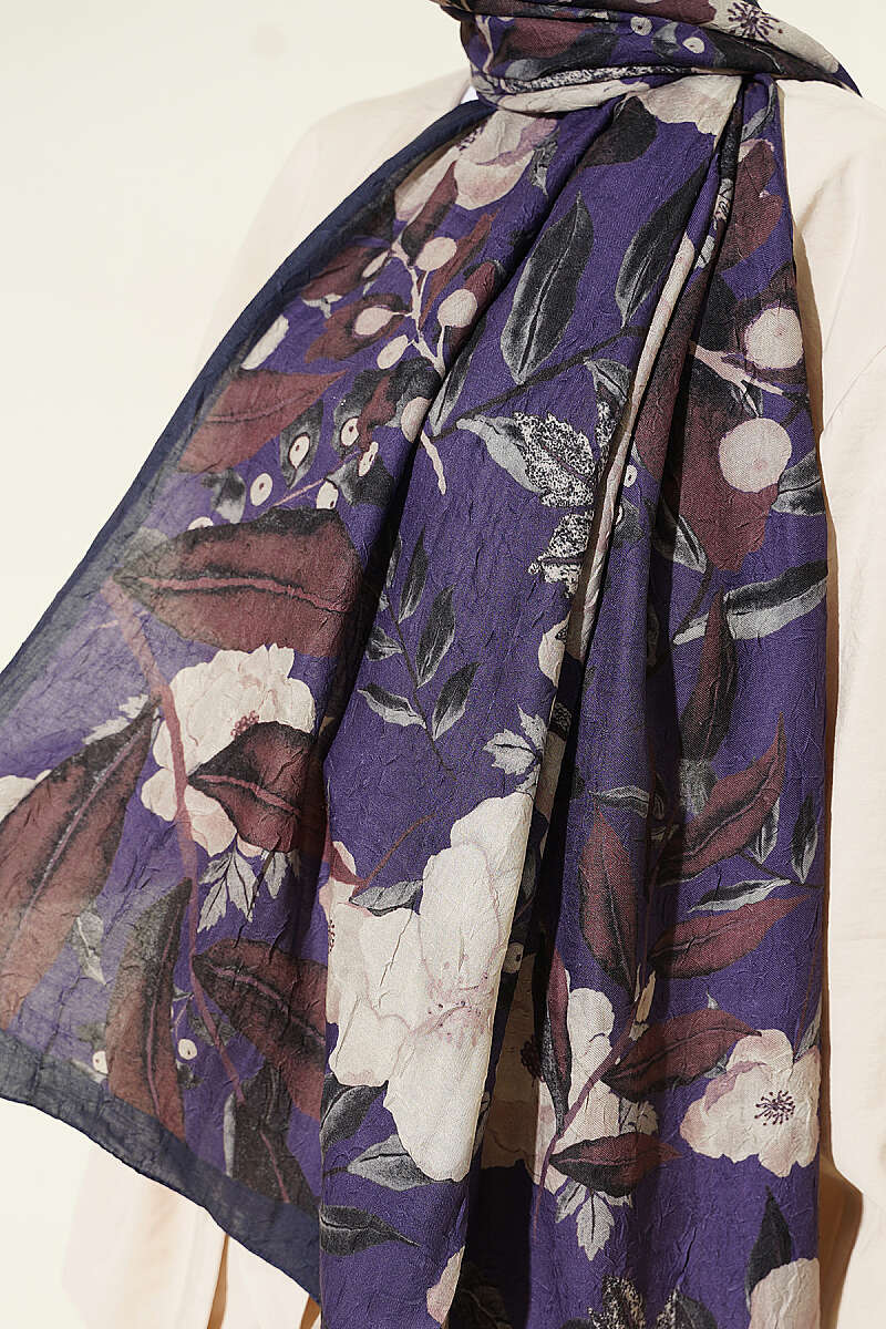 Violet Modal Crinkle Shawl - Parliament Blue