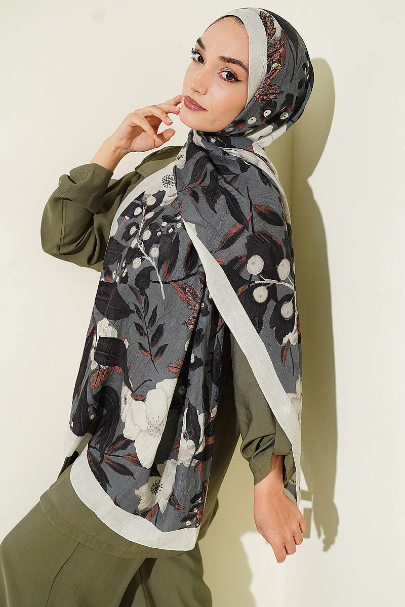 Violet Modal Crinkle Shawl - Stone