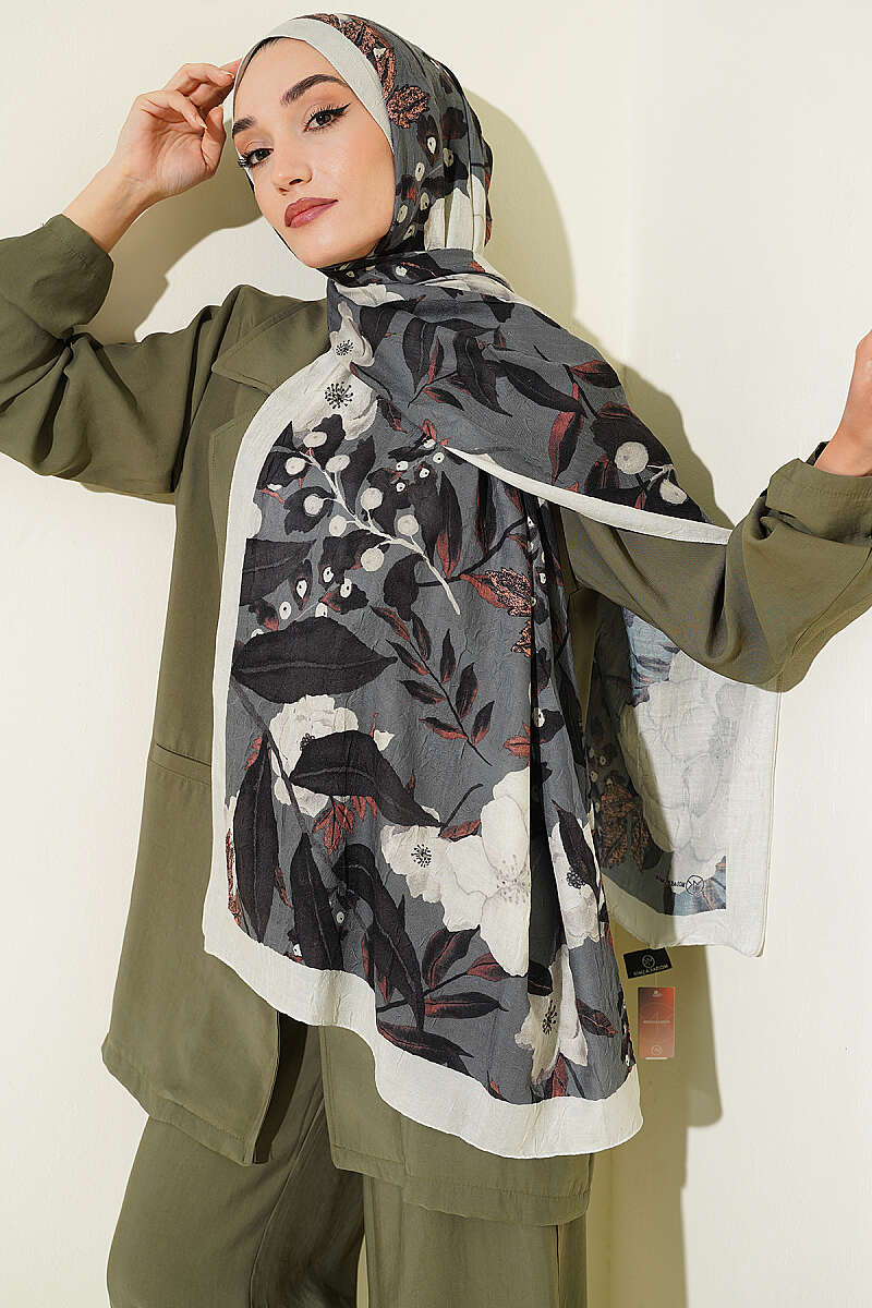Violet Modal Crinkle Shawl - Stone