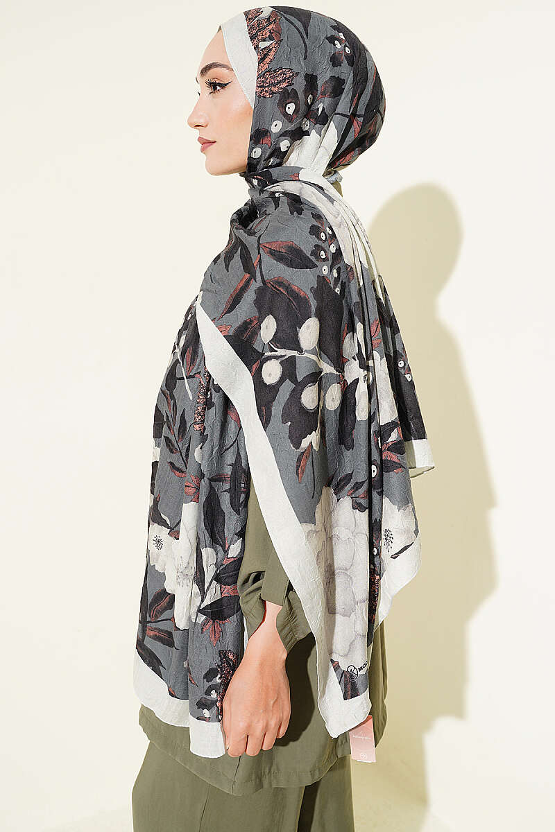 Violet Modal Crinkle Shawl - Stone