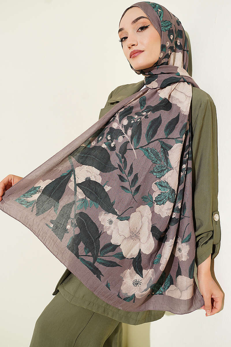 Violet Modal Crinkle Shawl - Mink