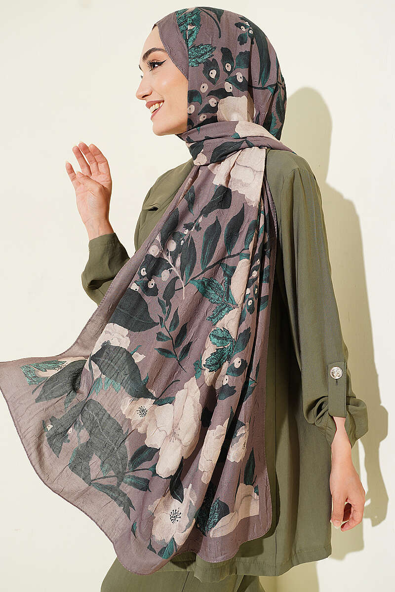 Violet Modal Crinkle Shawl - Mink