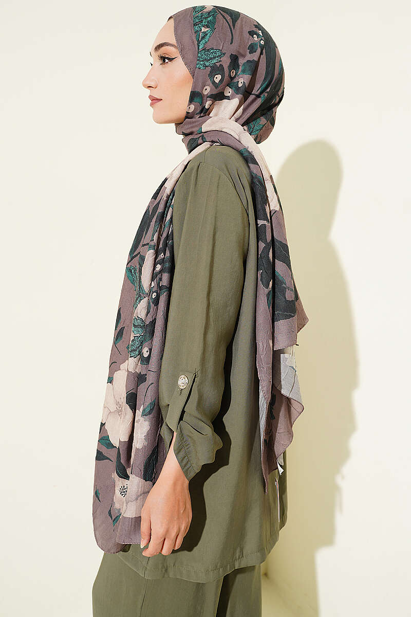Violet Modal Crinkle Shawl - Mink