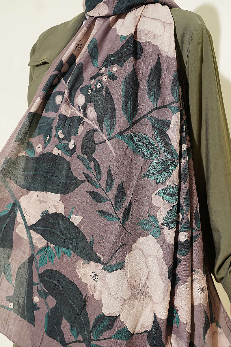 Violet Modal Crinkle Shawl - Mink