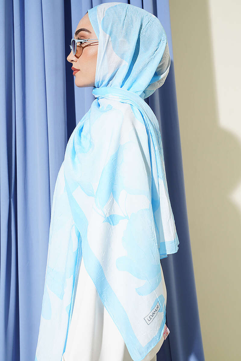 Viona Bamboo Crinkle Shawl - Ice Blue
