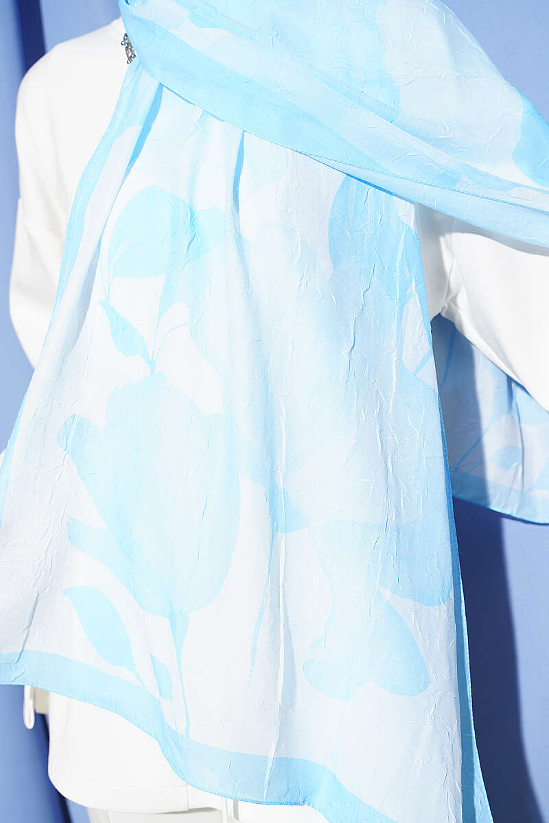 Viona Bamboo Crinkle Shawl - Ice Blue