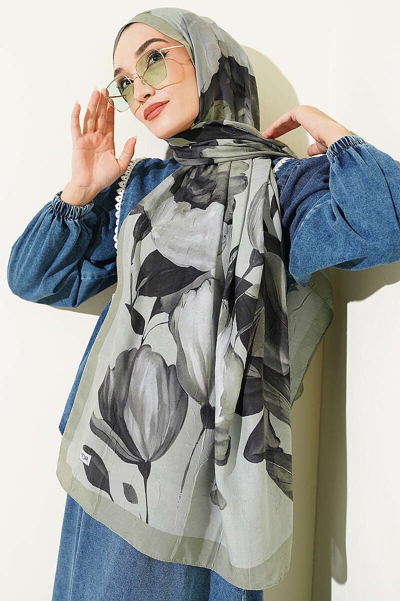 Viona Bamboo Crinkle Shawl - Almond Green