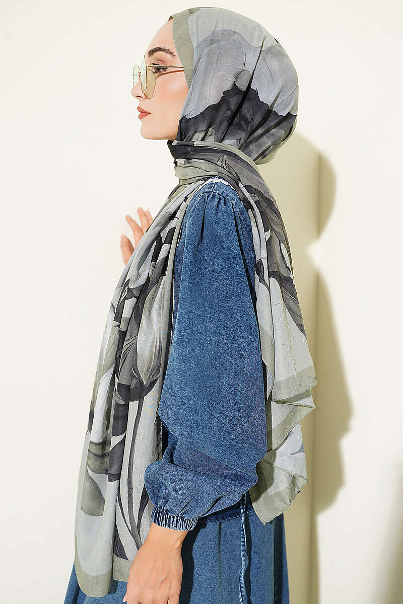 Viona Bamboo Crinkle Shawl - Almond Green