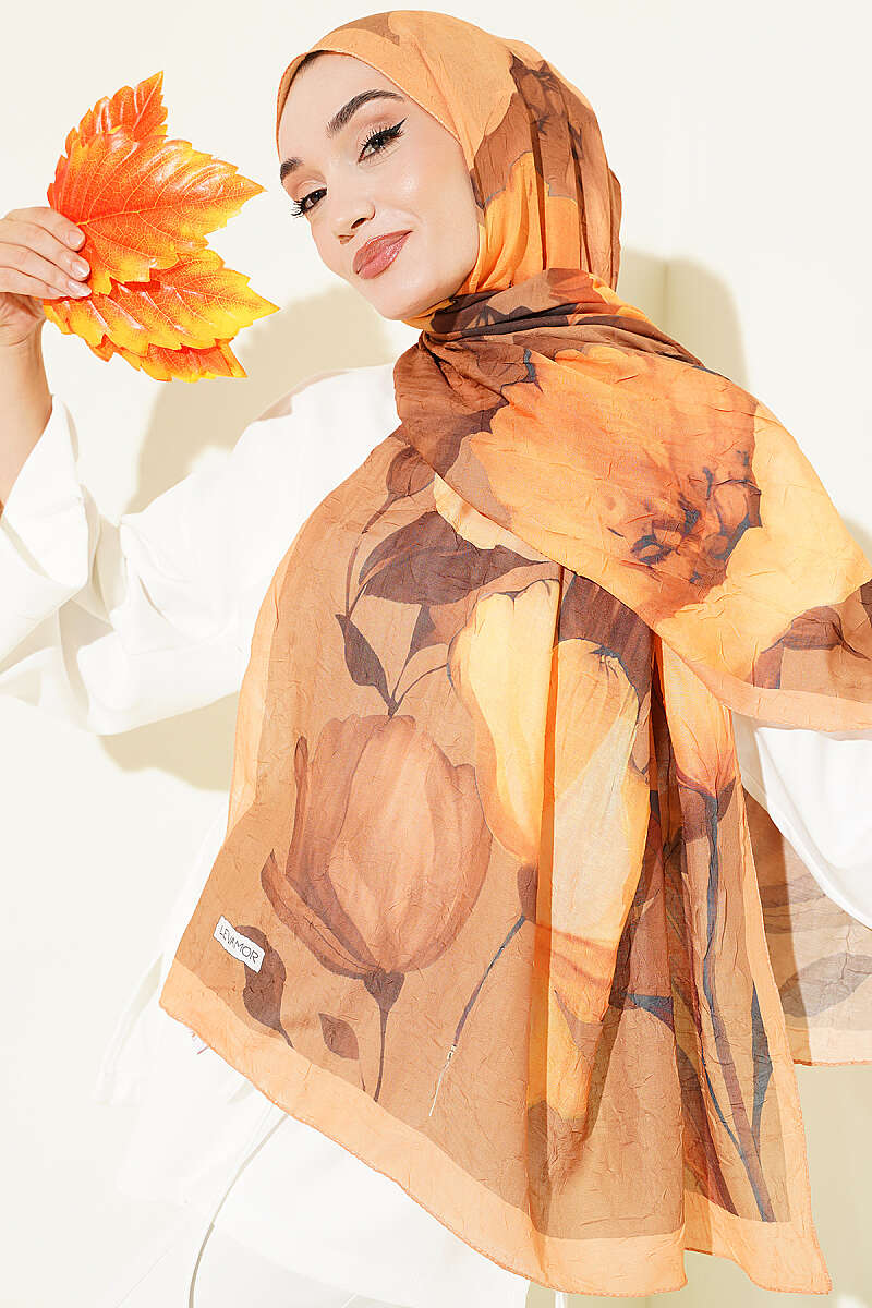 Viona Bamboo Crinkle Shawl - Mustard