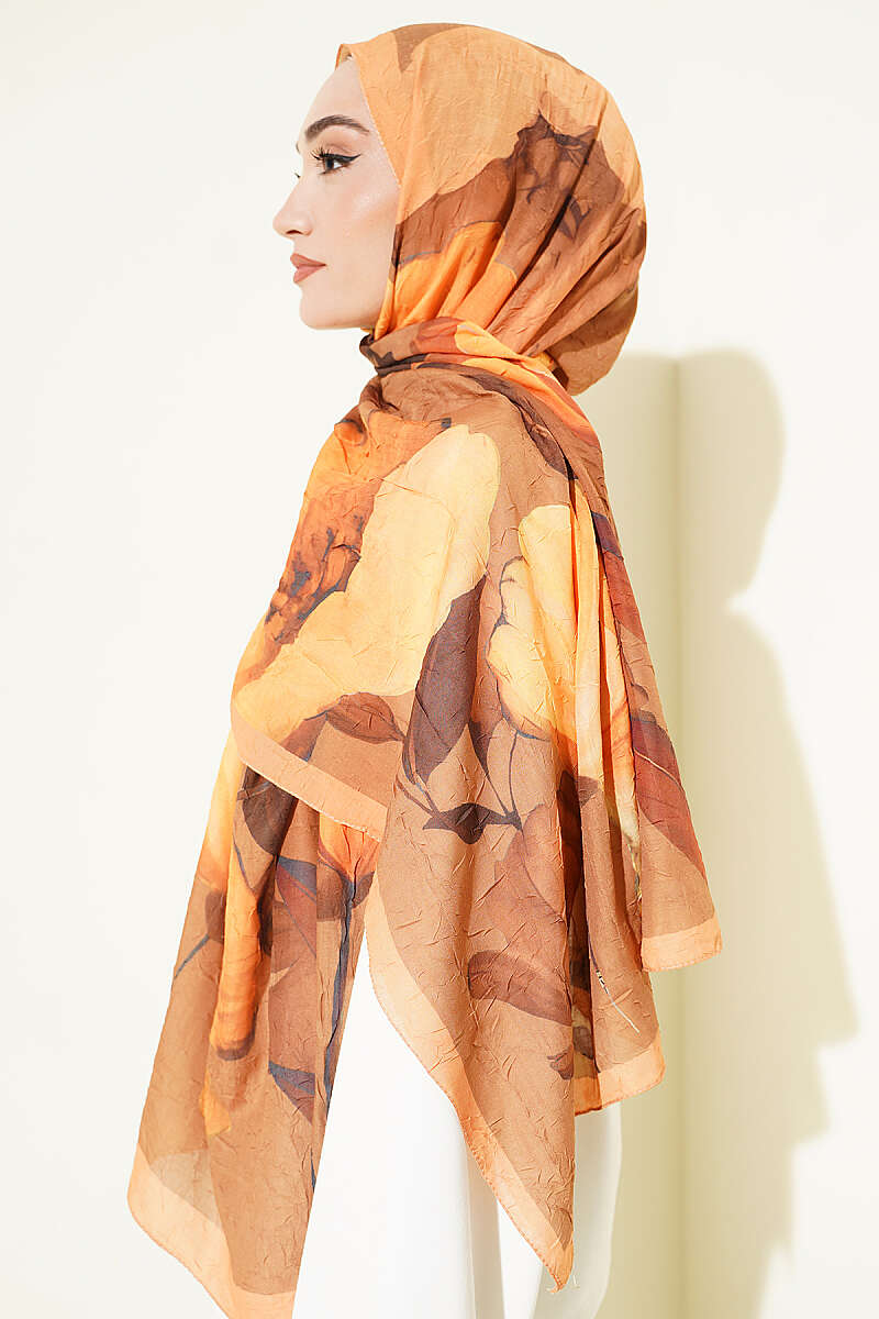 Viona Bamboo Crinkle Shawl - Mustard