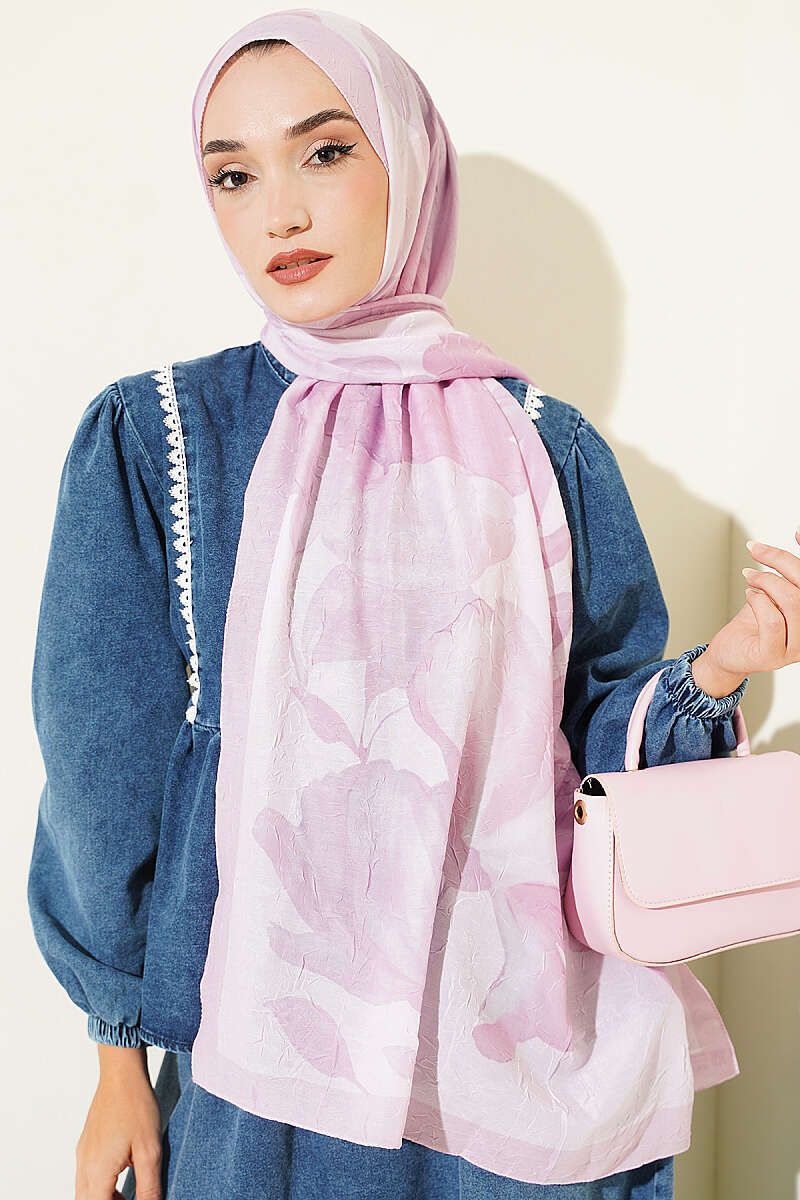 Viona Bamboo Crinkle Shawl - Pink