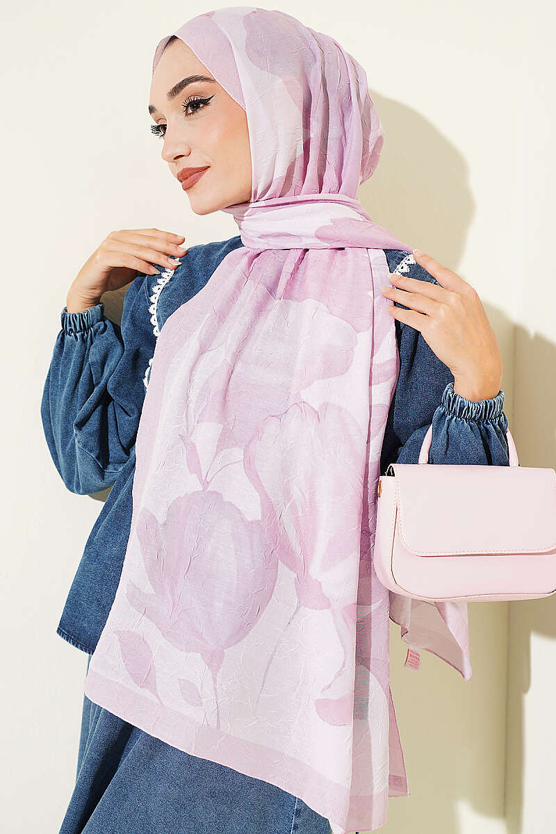 Viona Bamboo Crinkle Shawl - Pink