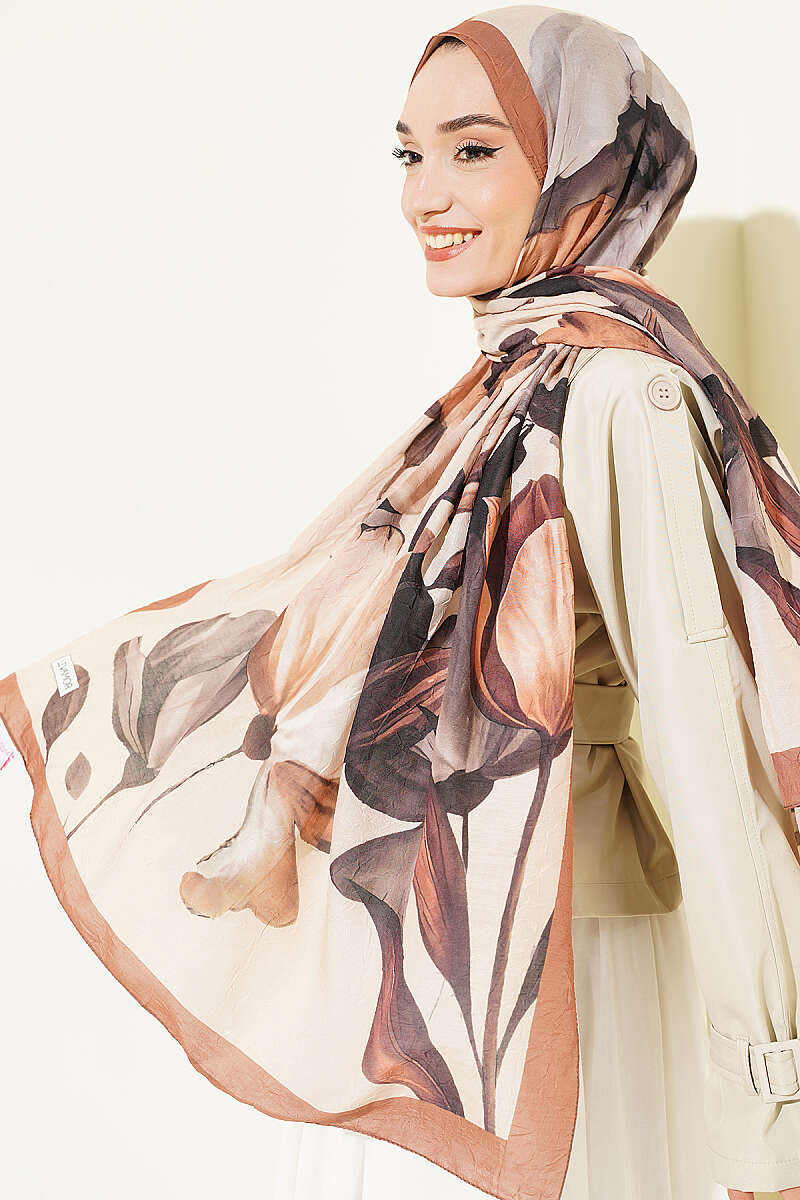 Viona Bamboo Crinkle Shawl - Tan