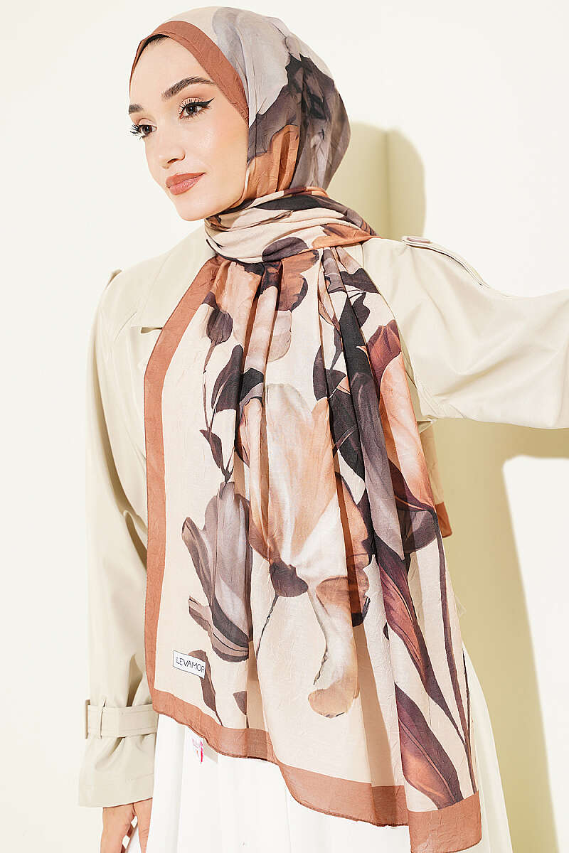 Viona Bamboo Crinkle Shawl - Tan