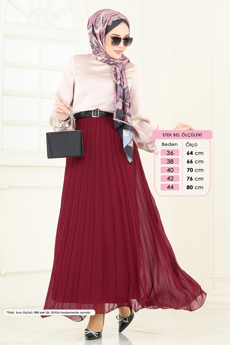 Flounced Chiffon Skirt - Burgundy