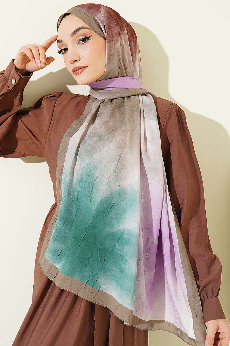 Watercolour Bamboo Crinkle Shawl - Khaki