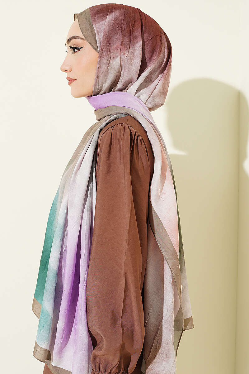 Watercolour Bamboo Crinkle Shawl - Khaki