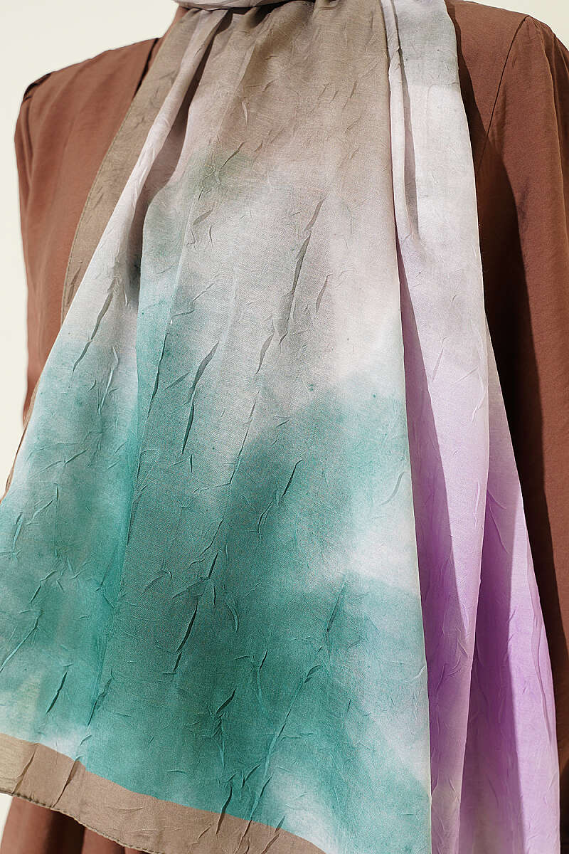 Watercolour Bamboo Crinkle Shawl - Khaki