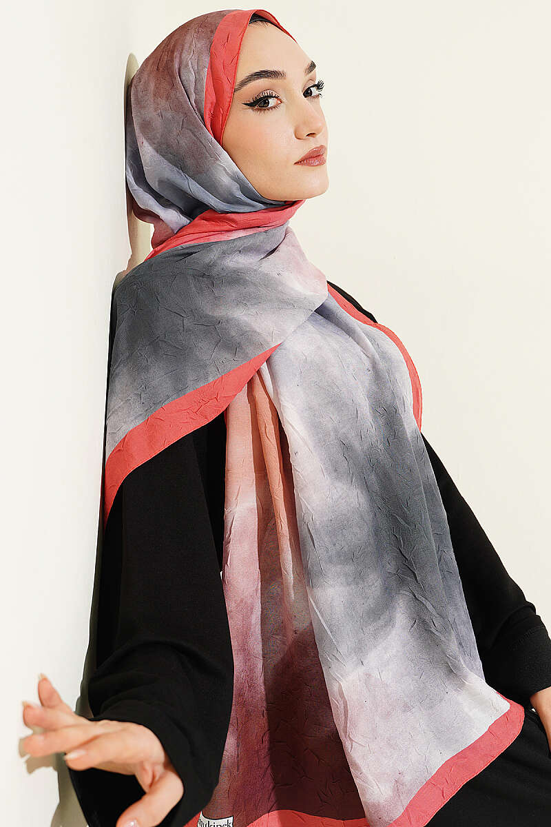 Watercolour Bamboo Crinkle Shawl - Peach