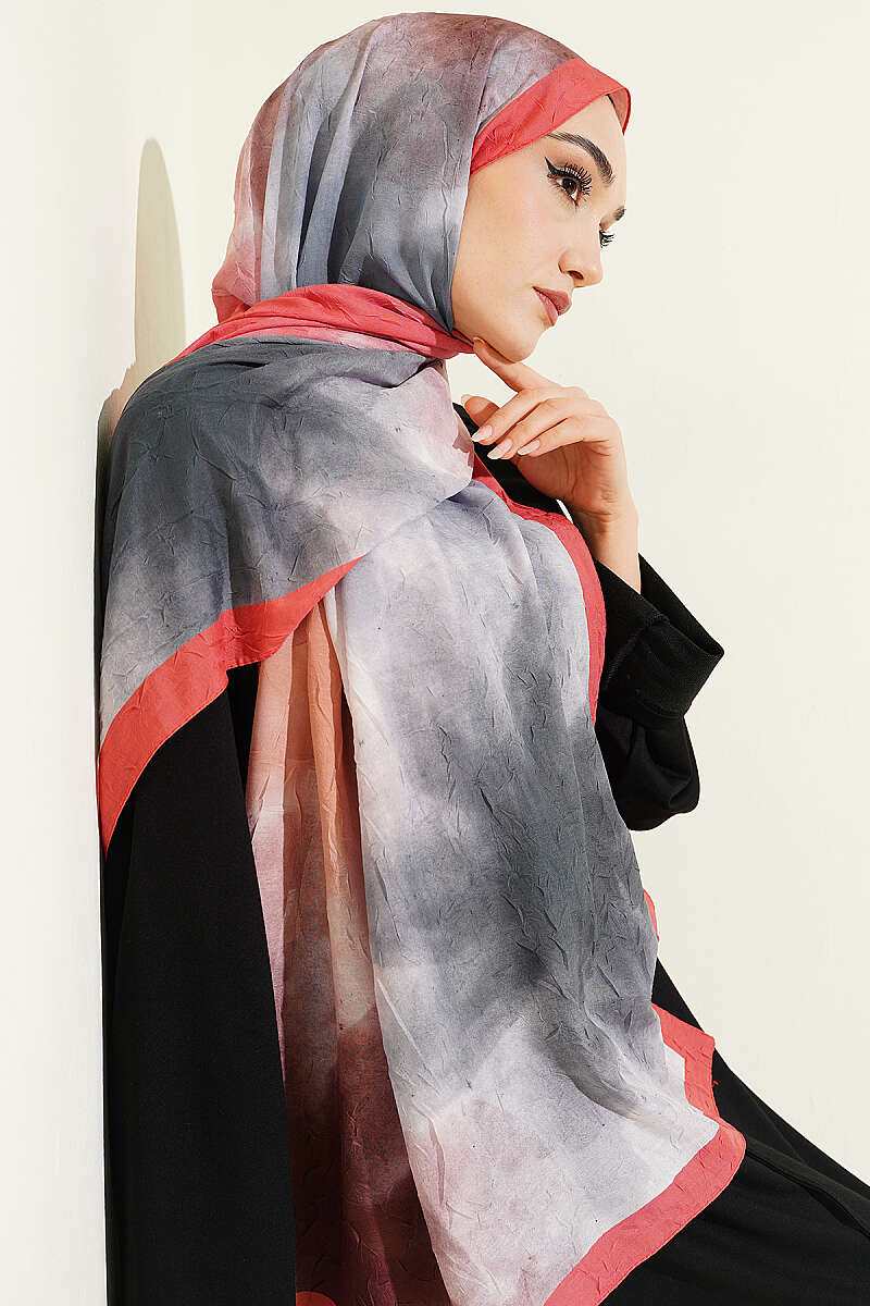 Watercolour Bamboo Crinkle Shawl - Peach