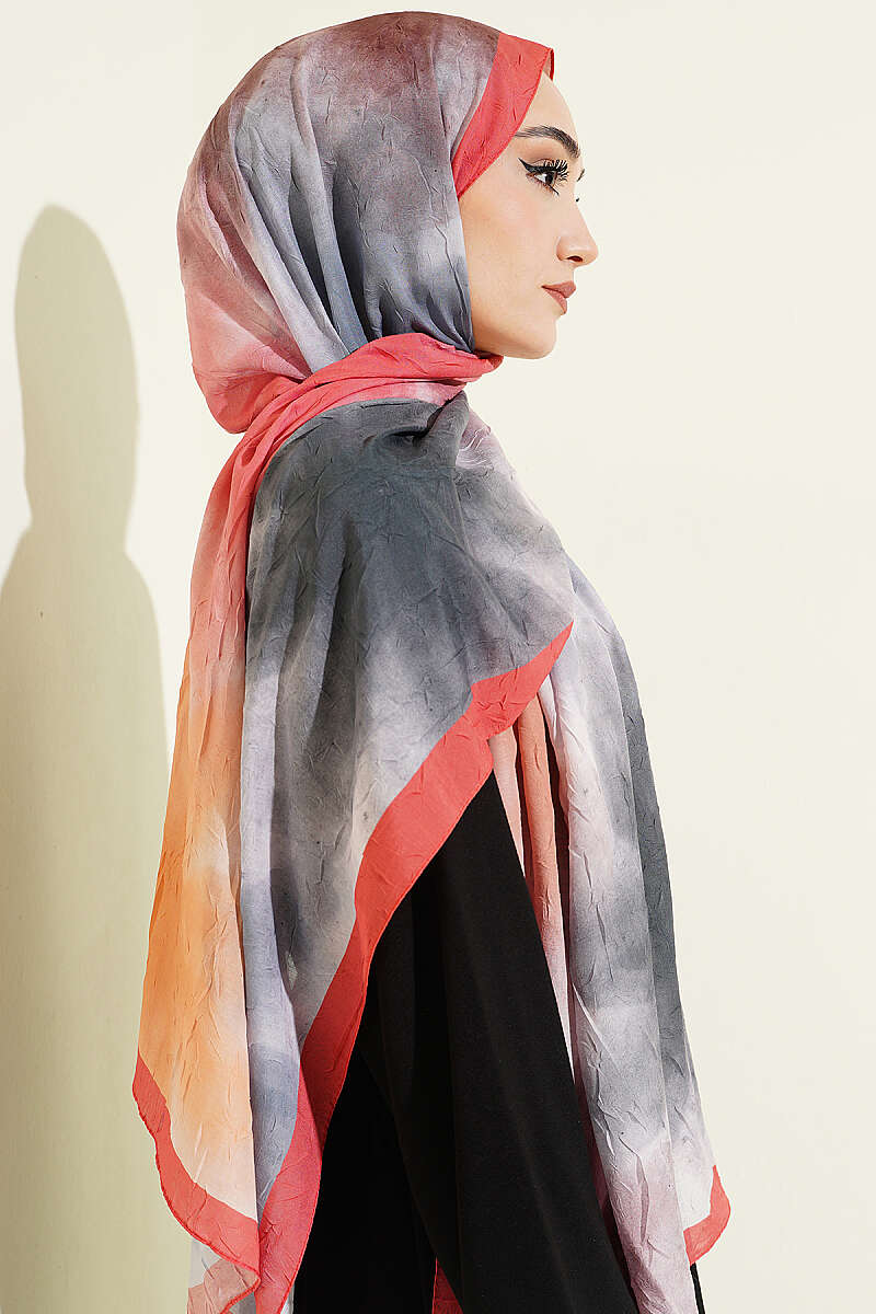 Watercolour Bamboo Crinkle Shawl - Peach