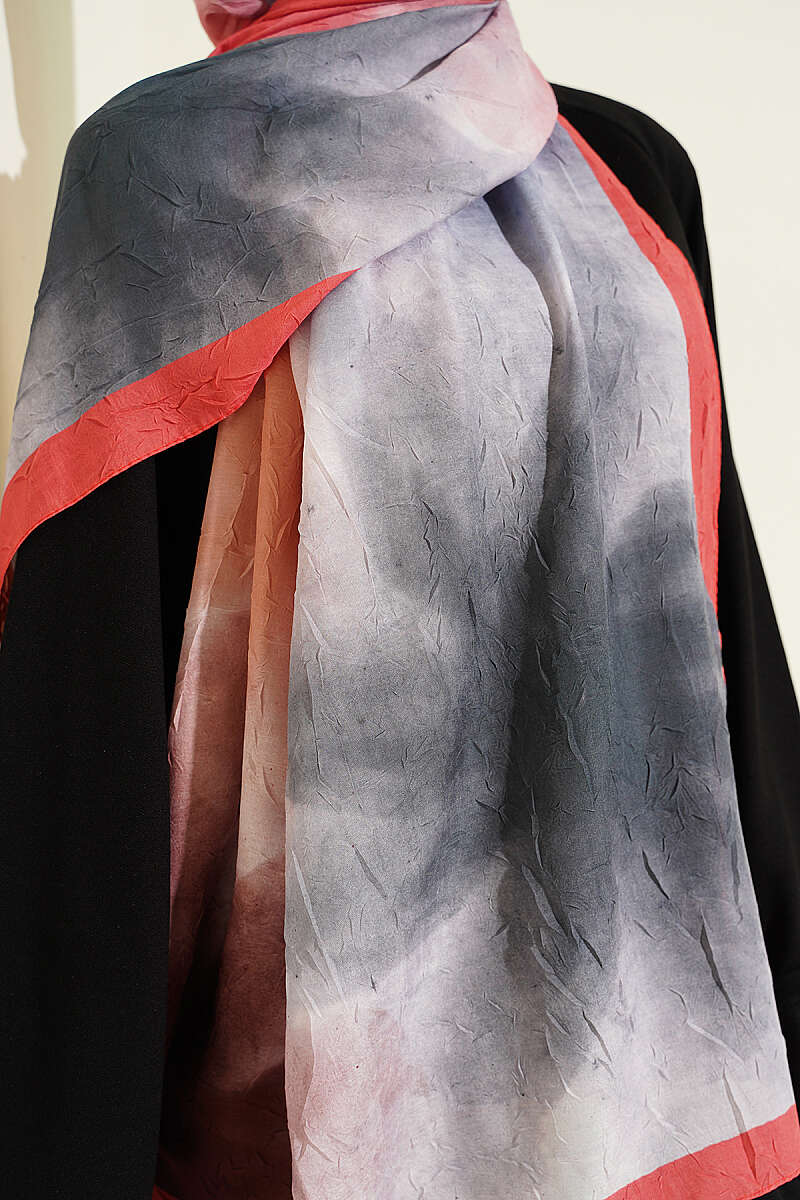 Watercolour Bamboo Crinkle Shawl - Peach