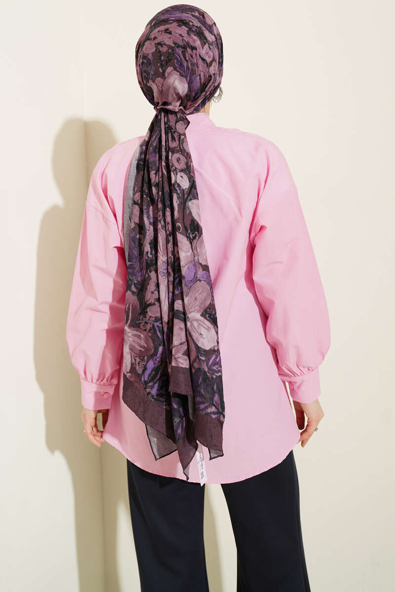 Shirt with Tie Collar Detail - Pink