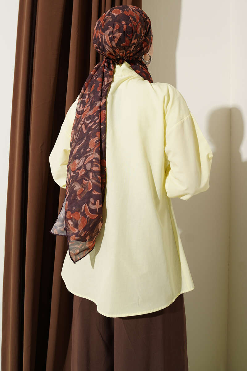 Shirt with Tie Collar Detail - Yellow
