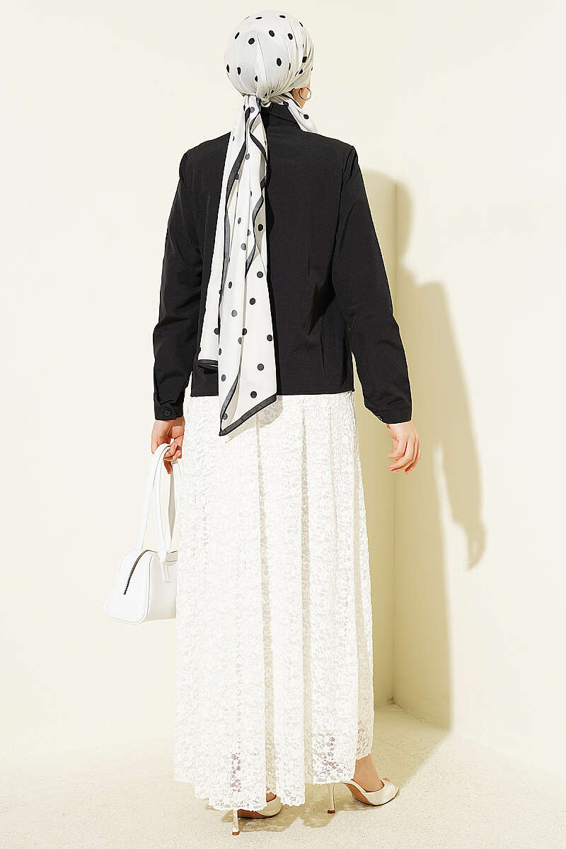 Short Shirt with Stone Collar - Black