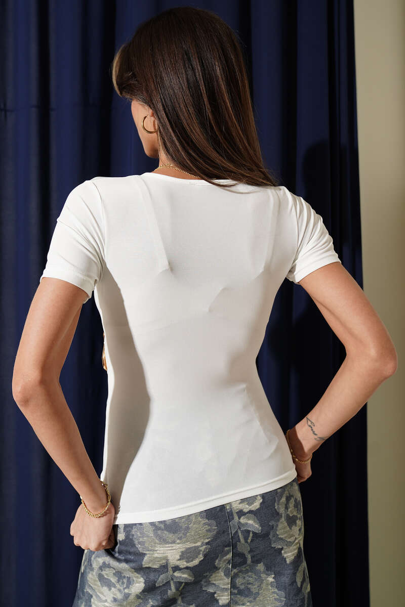 Sandy Blouse with Collar Buckle - White