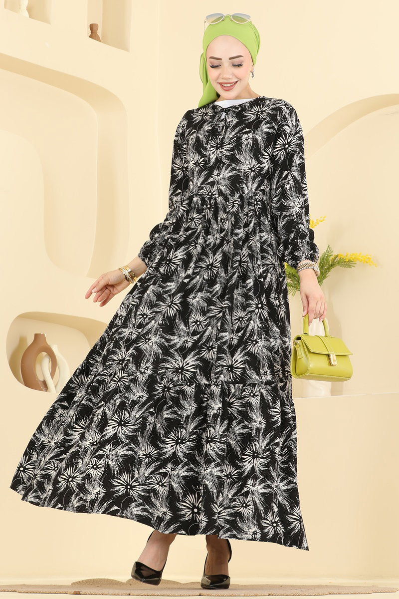 Viscose Dress with Tie Neck - Multicolour 5