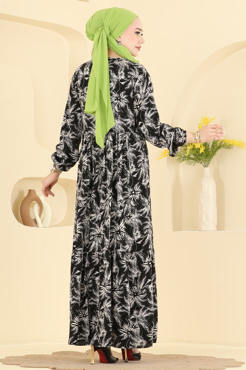 Viscose Dress with Tie Neck - Multicolour 5