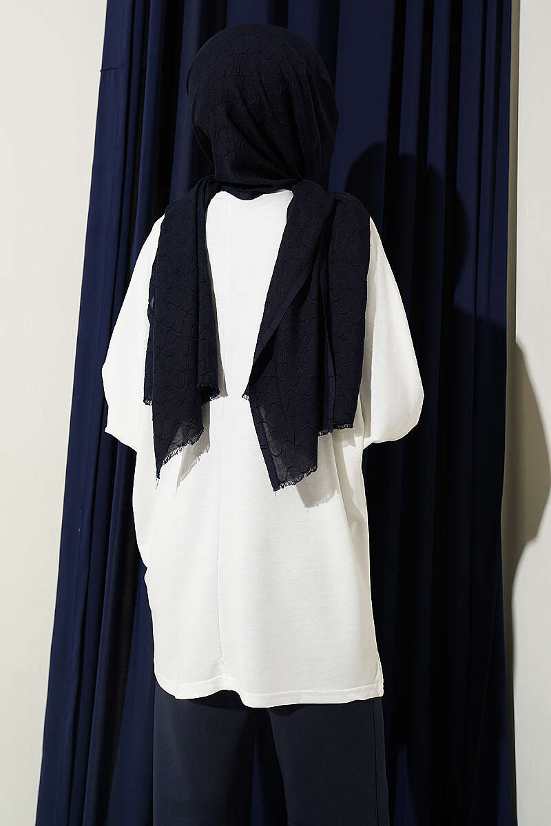Loycha Tunic with Floral Embroidered Collar - White