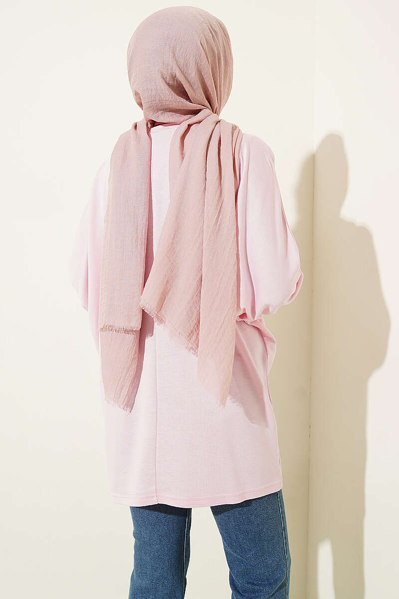 Loycha Tunic with Floral Embroidered Collar - Pink