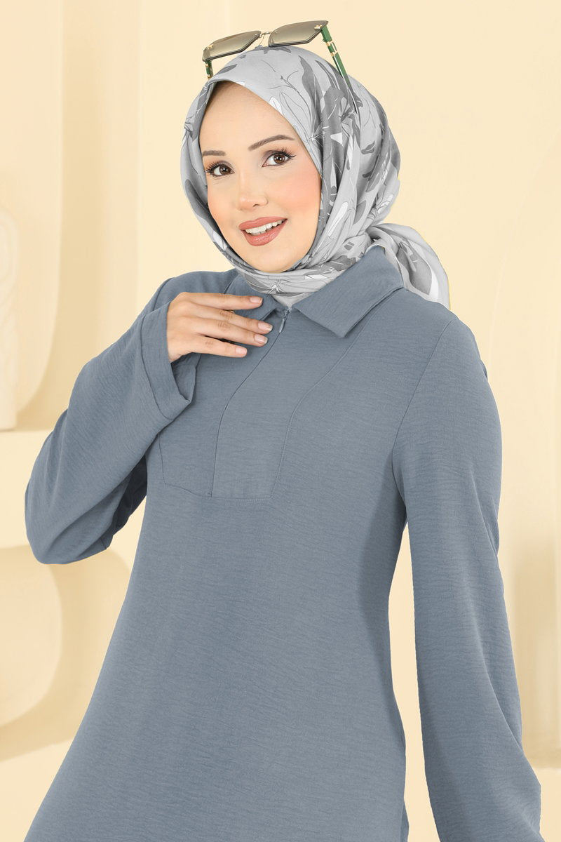 Aerobin Two-Piece Set with Zip Collar - Grey