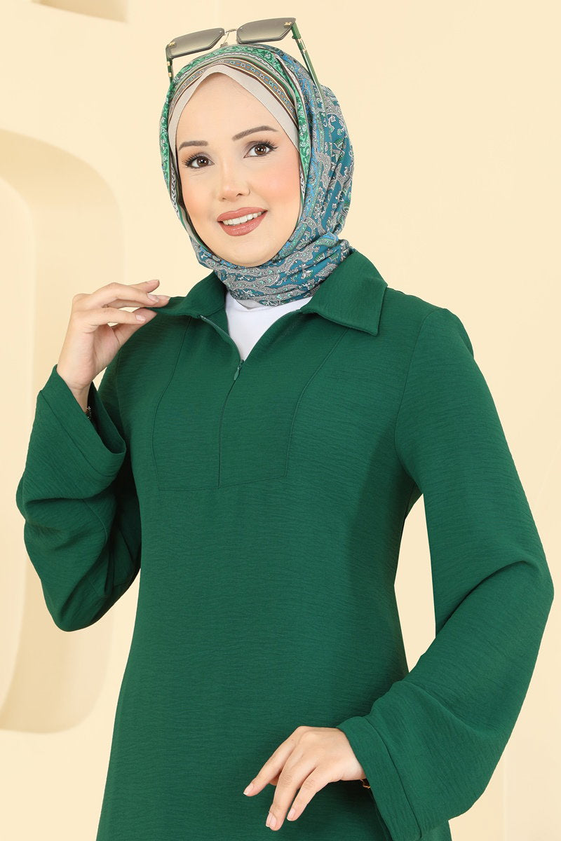 Aerobin Two-Piece Set with Zip Collar - Emerald