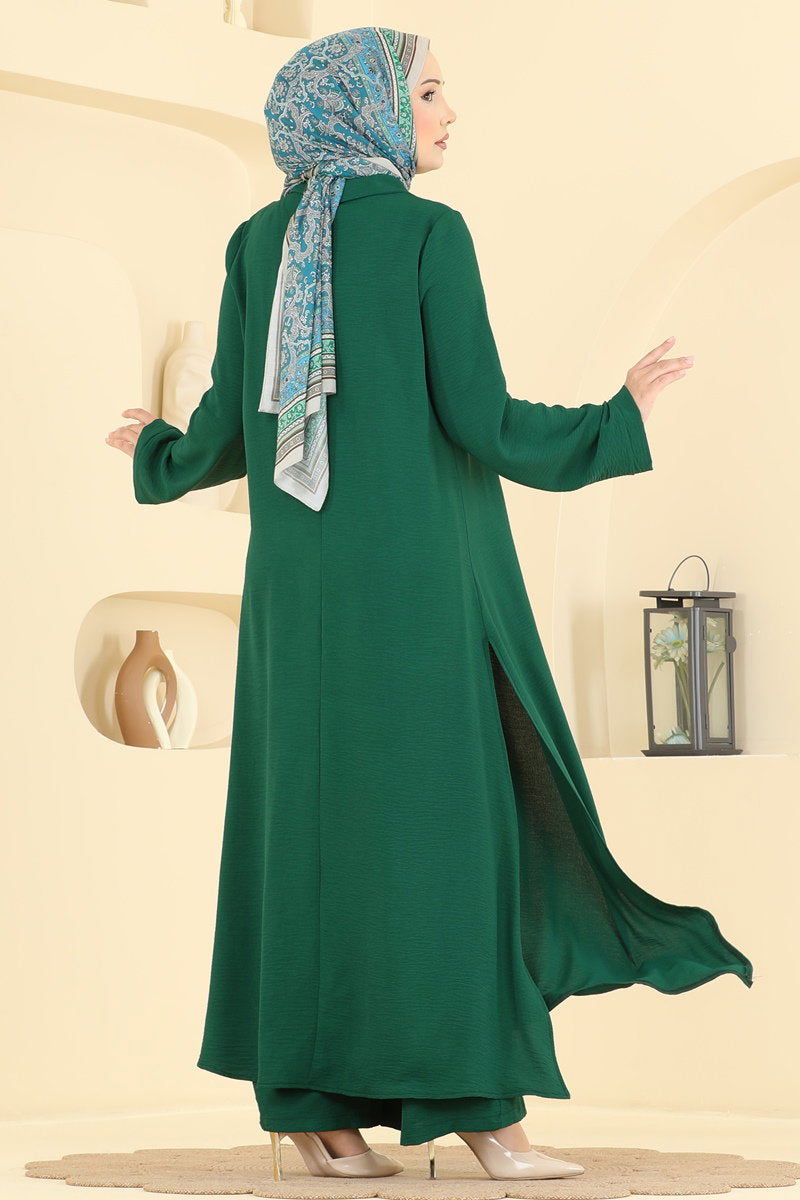 Aerobin Two-Piece Set with Zip Collar - Emerald