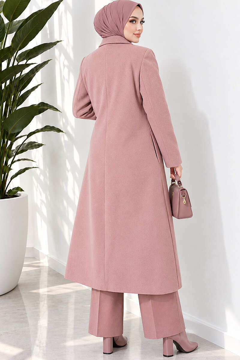 Felt Coat with Side Ties - Powder
