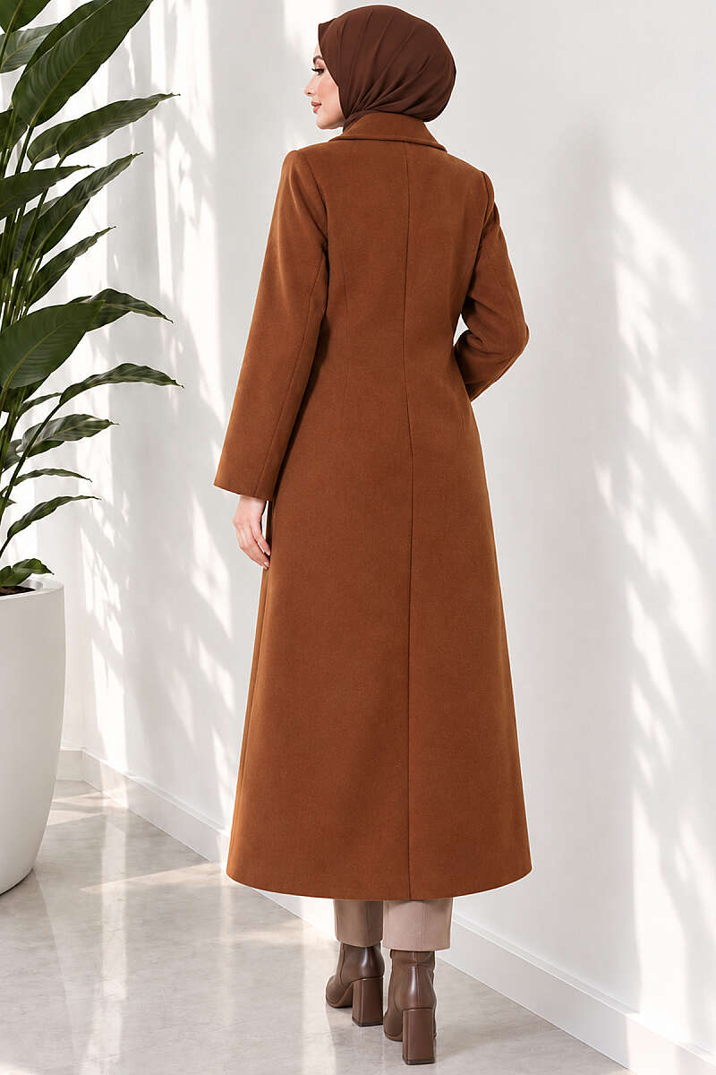 Felt Coat with Side Ties - Tan