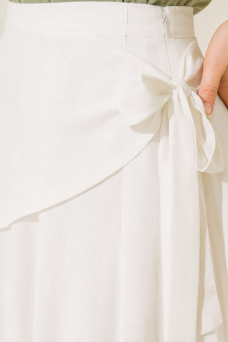 Skirt with Side Tie Detail - Ecru