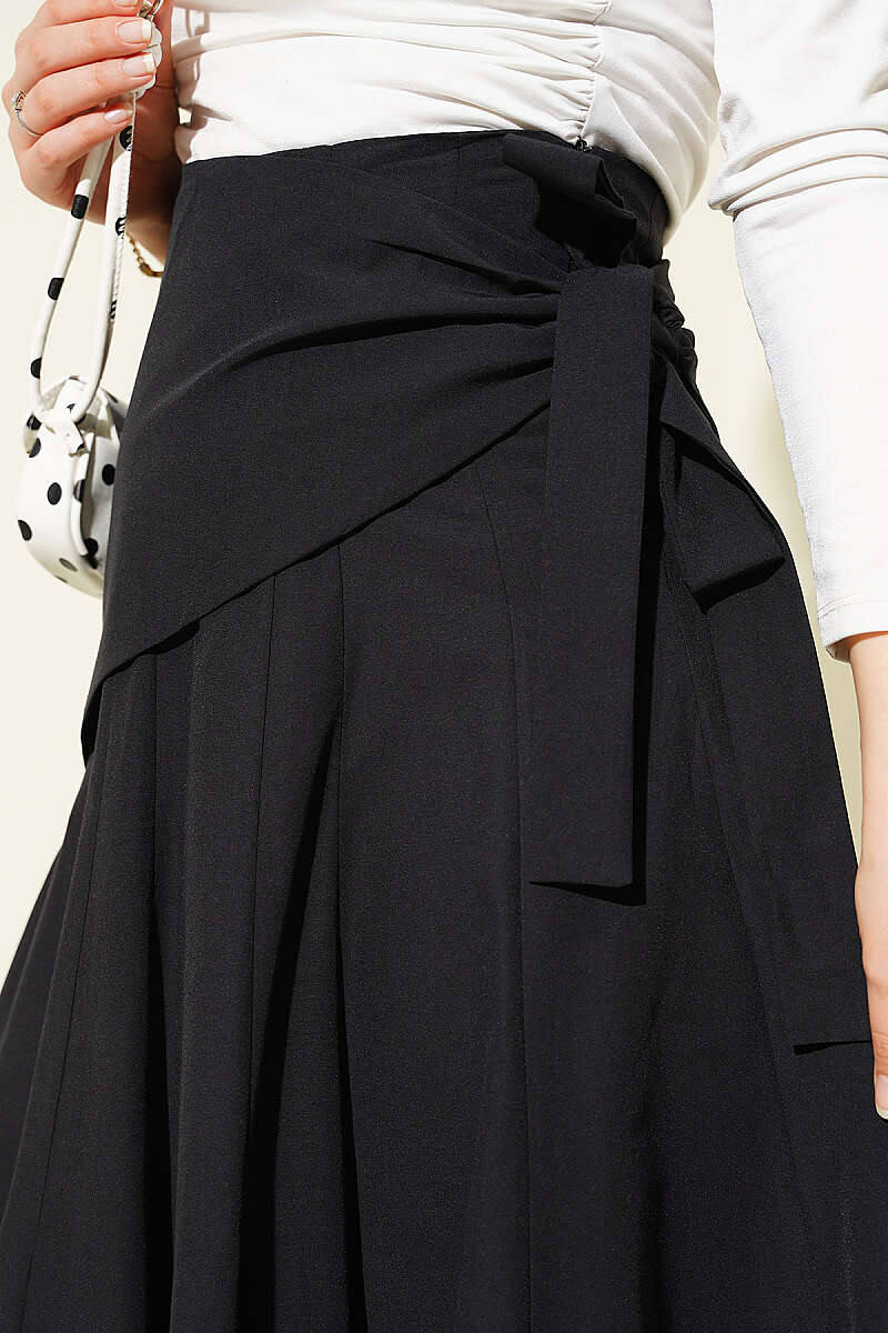 Skirt with Side Tie Detail - Black