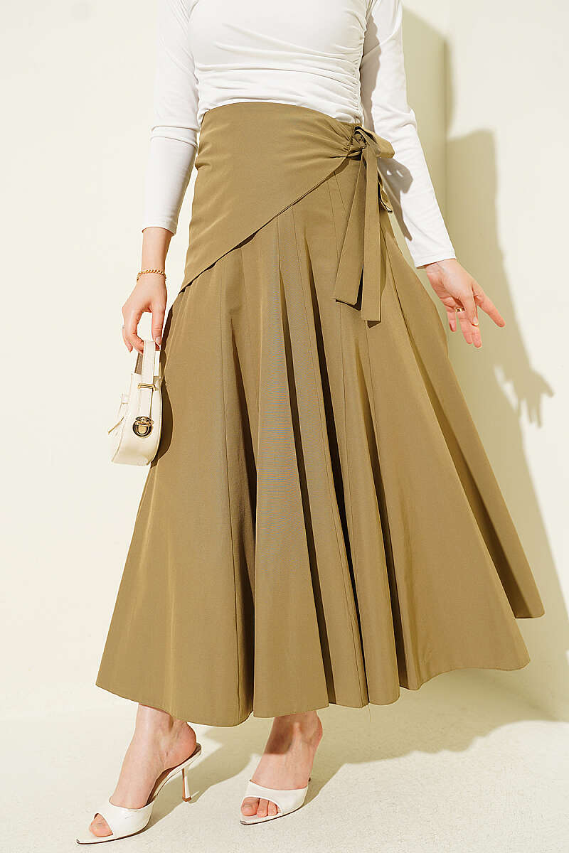 Skirt with Side Tie Detail - Olive