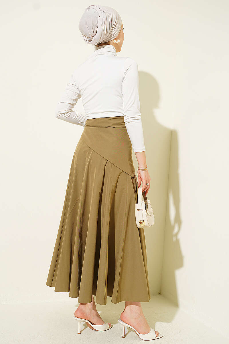 Skirt with Side Tie Detail - Olive