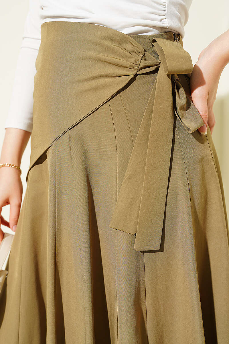 Skirt with Side Tie Detail - Olive