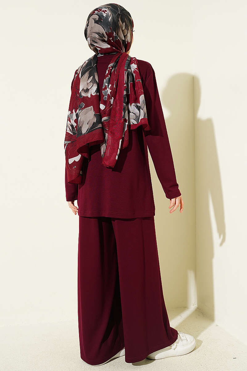 Loycha Two-Piece Set with Side Ruching - Burgundy