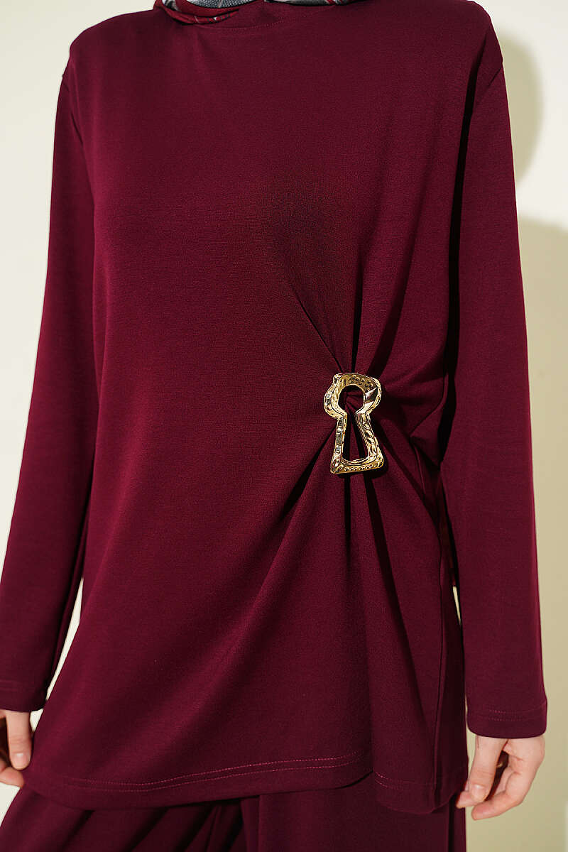Loycha Two-Piece Set with Side Ruching - Burgundy