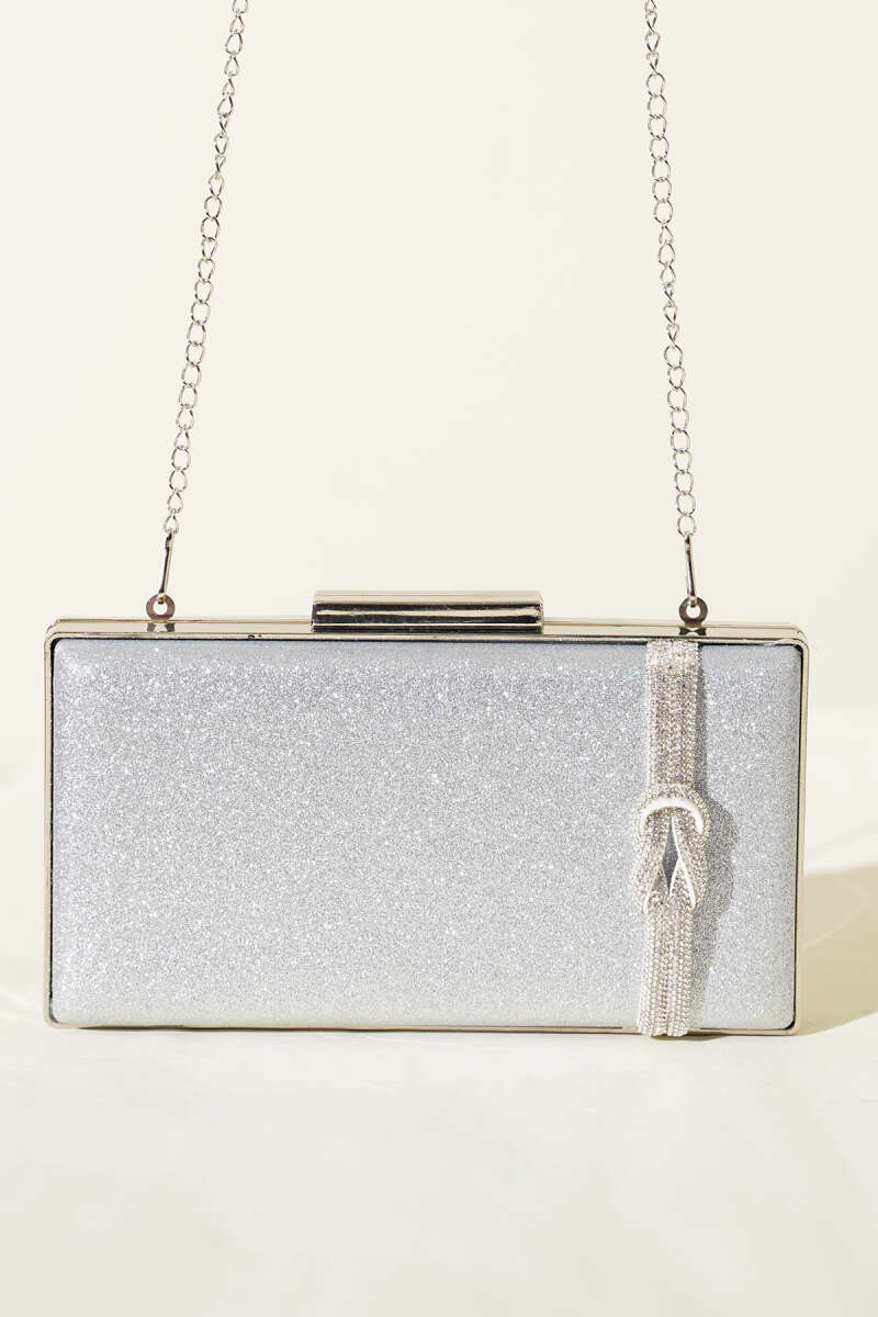 Evening Bag with Side Knot - Silver